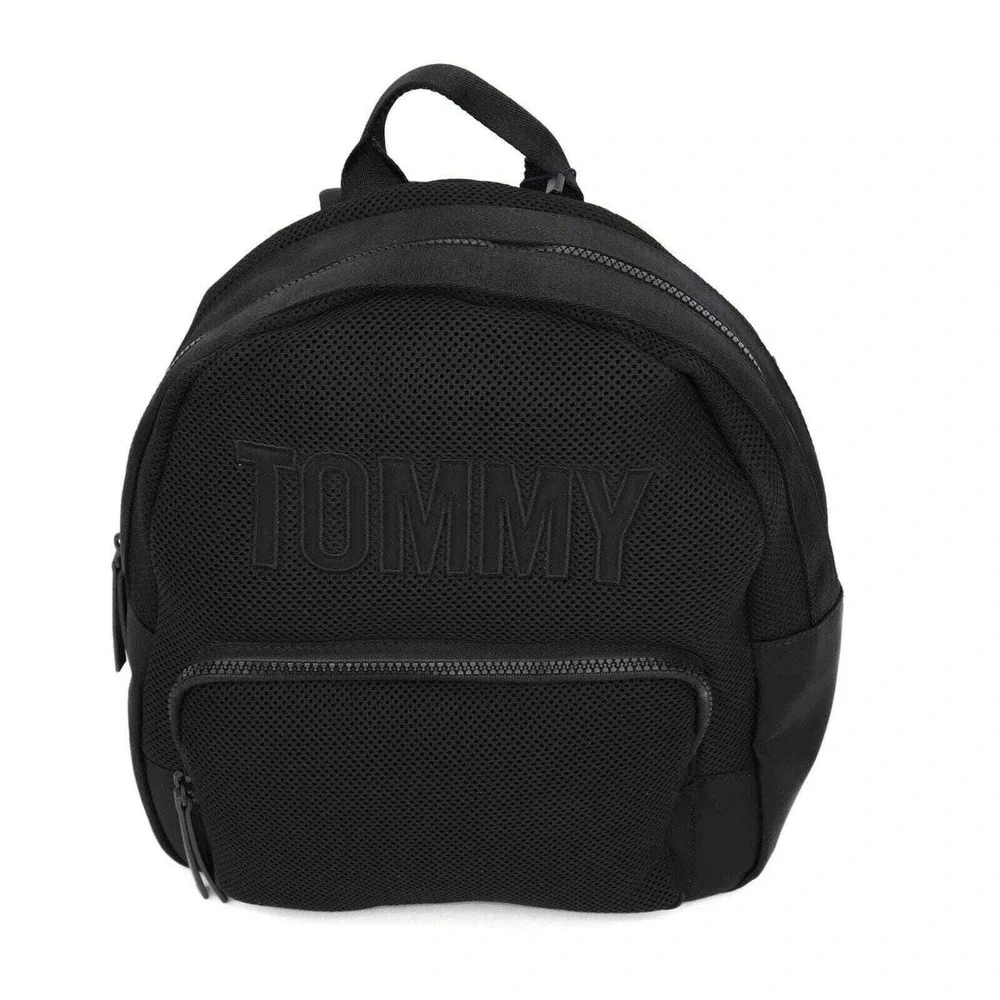 Tommy Hilfiger Mens‎ Black Mesh Logo Backpack Bag 6948603 990 NEW
